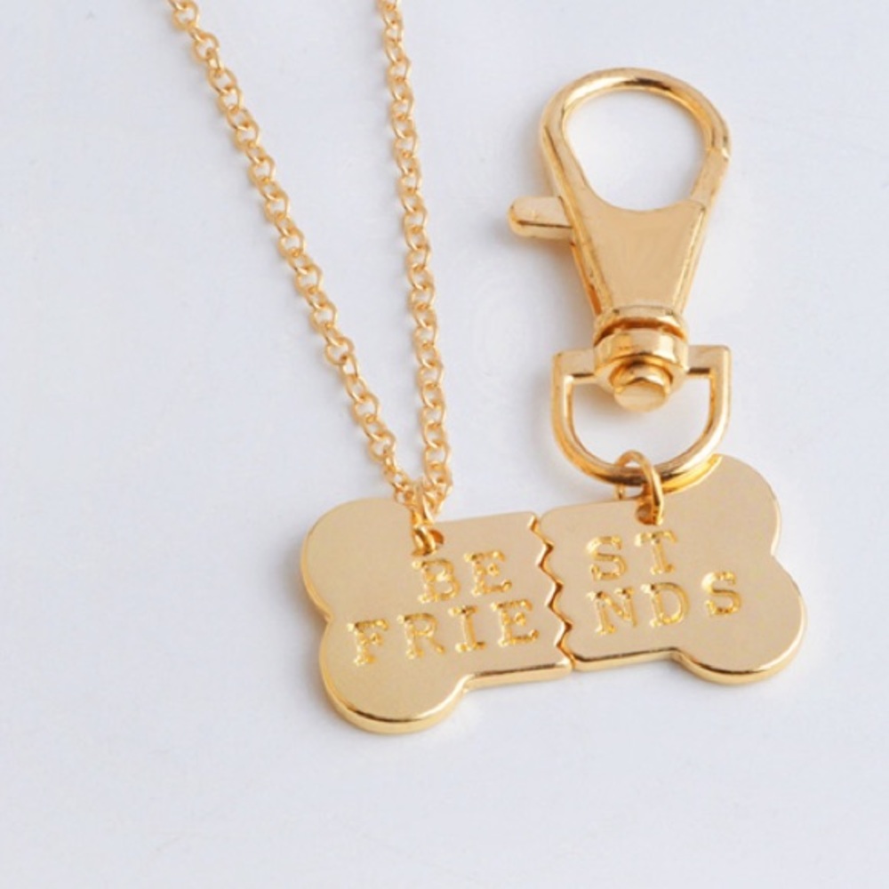 New Best Friends Bone Dog Clip Keychain & Necklace